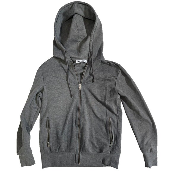 Zara Grey Hooded Full Zip Men's Jacket Size M - Picture 1 of 5